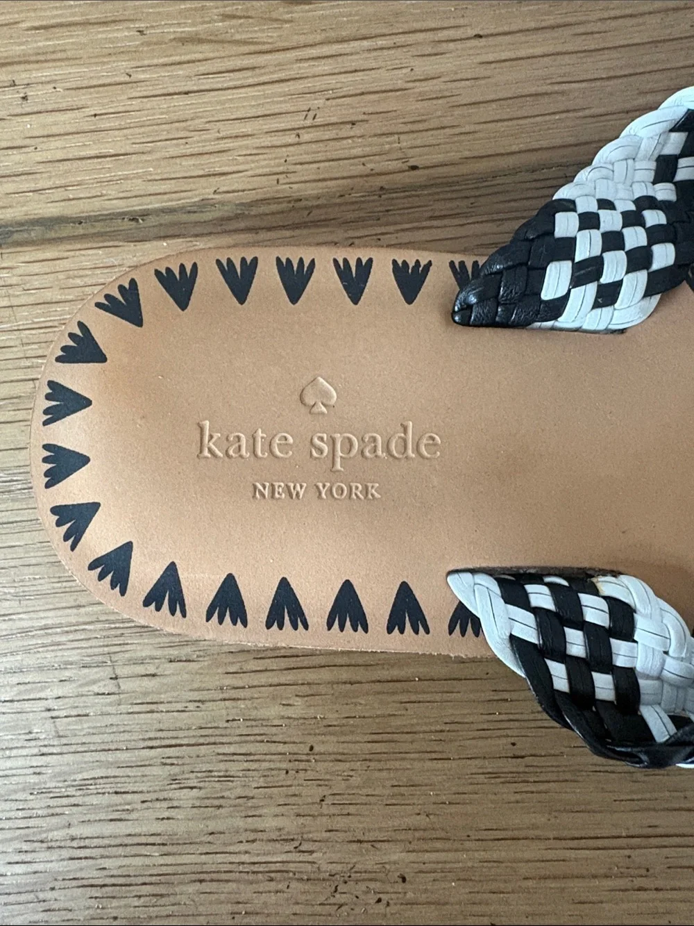 kate spade Black & White Braided Floral Toe-Post Sandals